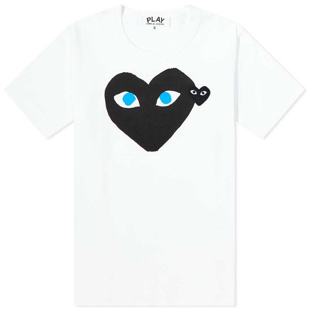 Comme des Garçons Play Women's Double Heart Logo T-Shirt in White/Black ...