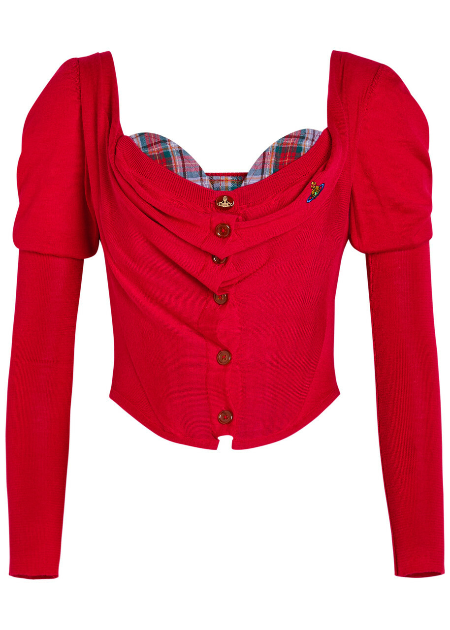 Vivienne Westwood Bea Layered Wool-blend Corset top Red