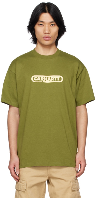 Photo: Carhartt Work In Progress Green Fuse Script T-Shirt