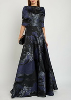 Talbot Runhof Floral-jacquard Woven Stole - Navy - One Size
