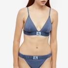 CK Swim Women's Fixed Triangle Bikini Top in Navy Iris