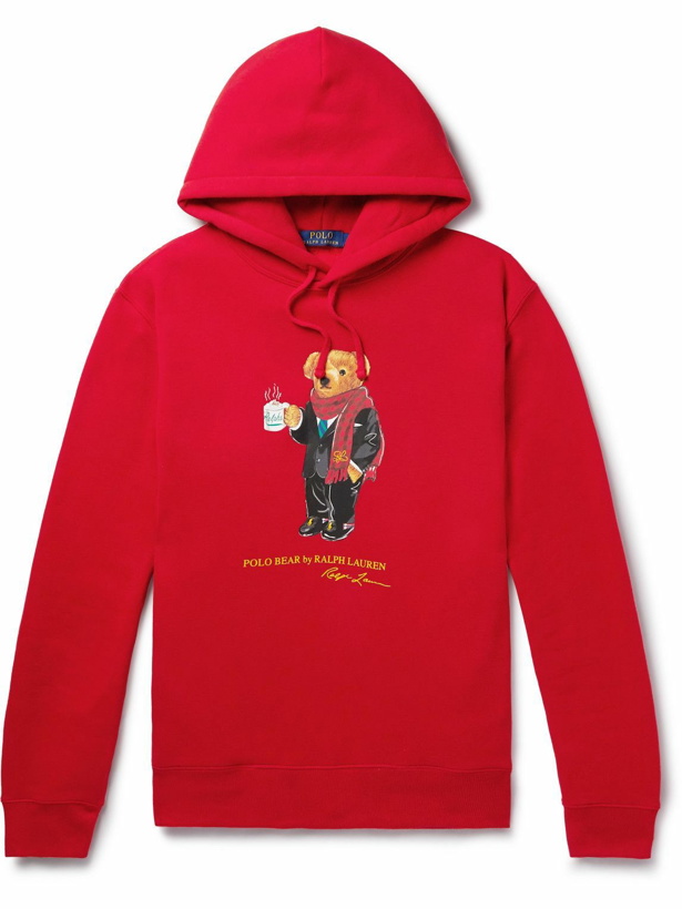Photo: Polo Ralph Lauren - Printed Cotton-Blend Jersey Hoodie - Red