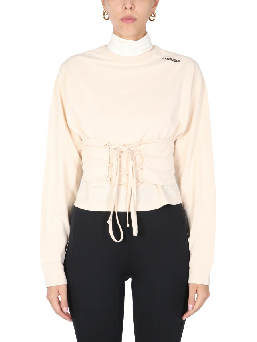 Tシャツ・カットソー AMBUSH T-SHIRT WITH CORSET BELT (BWAB008_F21JER0010460) AMBUSH T-shirt With Corset Belt Ambush
