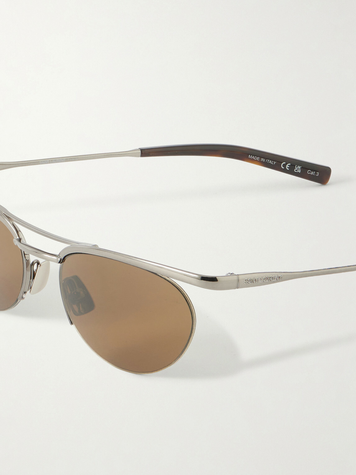 SAINT LAURENT - Round-Frame Silver-Tone Sunglasses