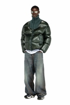 Diesel Down puffer jacket in ripstop with ribbed collar - Winter Jackets Mens in Green