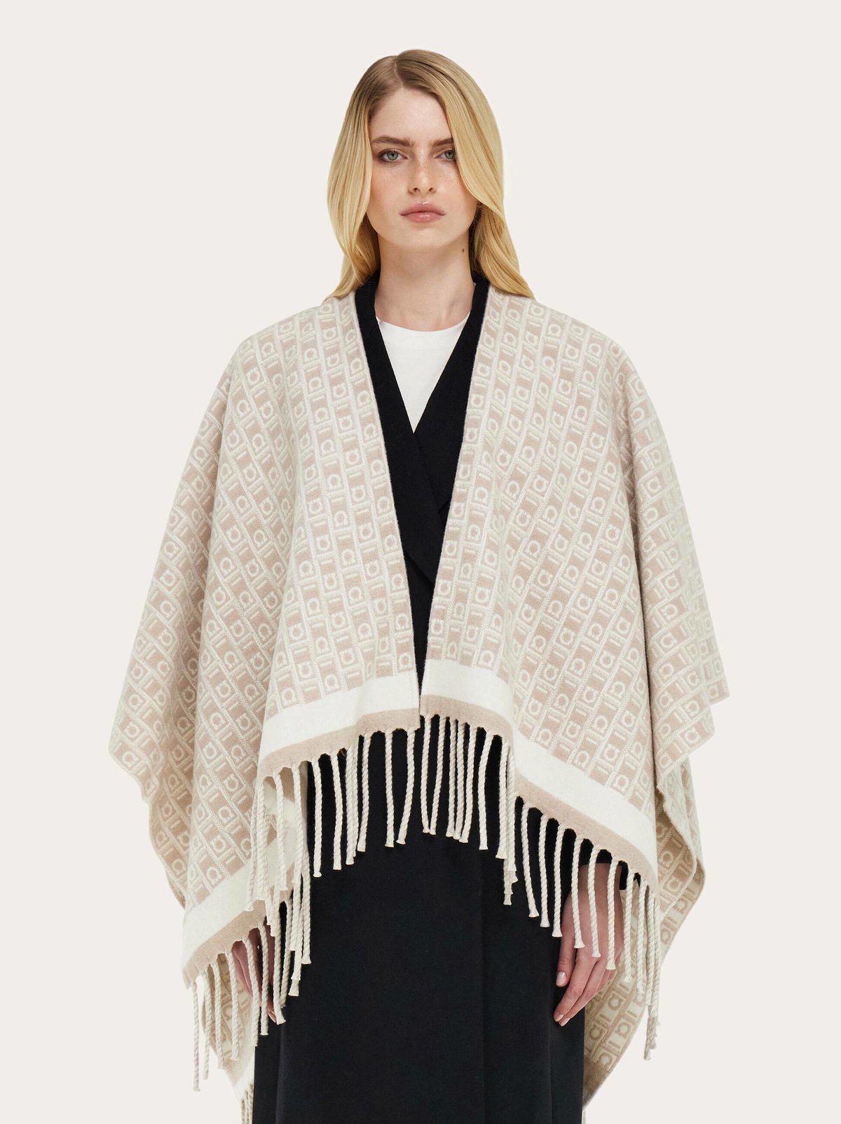 Ferragamo Womens Ferragamo Monogram cape in White