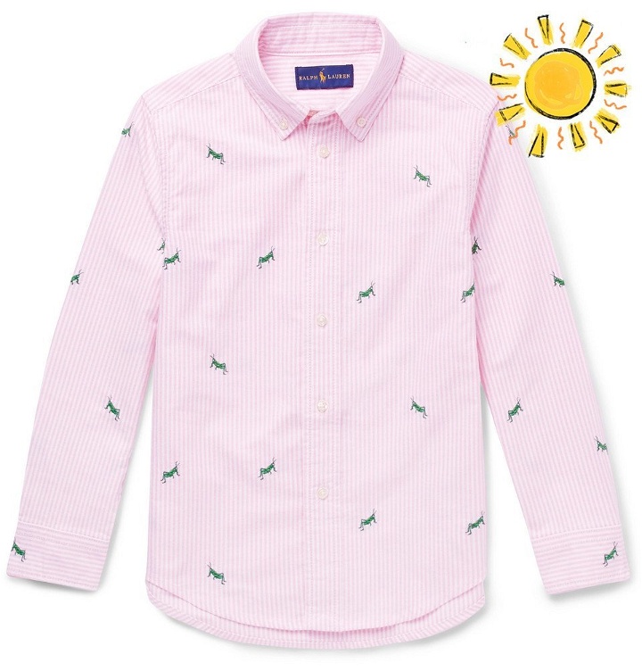 Photo: Polo Ralph Lauren - Boys Ages 8 - 10 Embroidered Striped Cotton Oxford Shirt - Pink