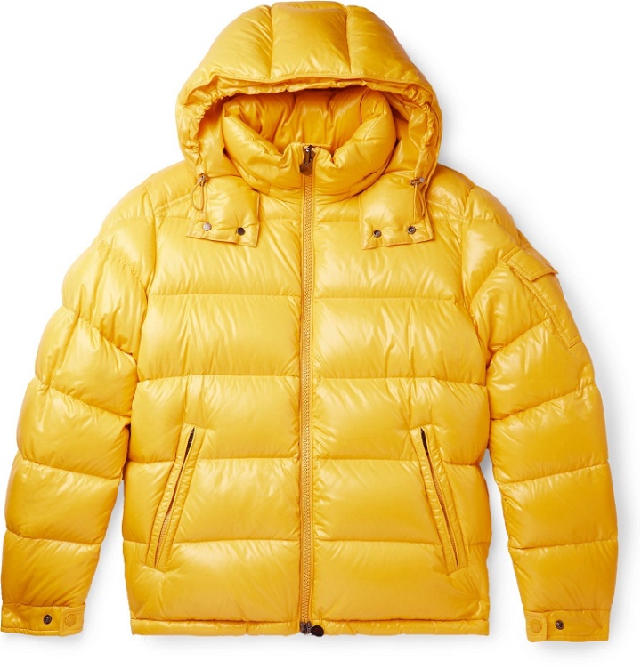 Photo: Moncler - Maya Quilted Glossed-Shell Hooded Down Jacket - Yellow