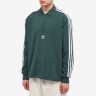 Adidas Men's Long Sleeve 3 Stripe Polo Shirt in Mineral Green