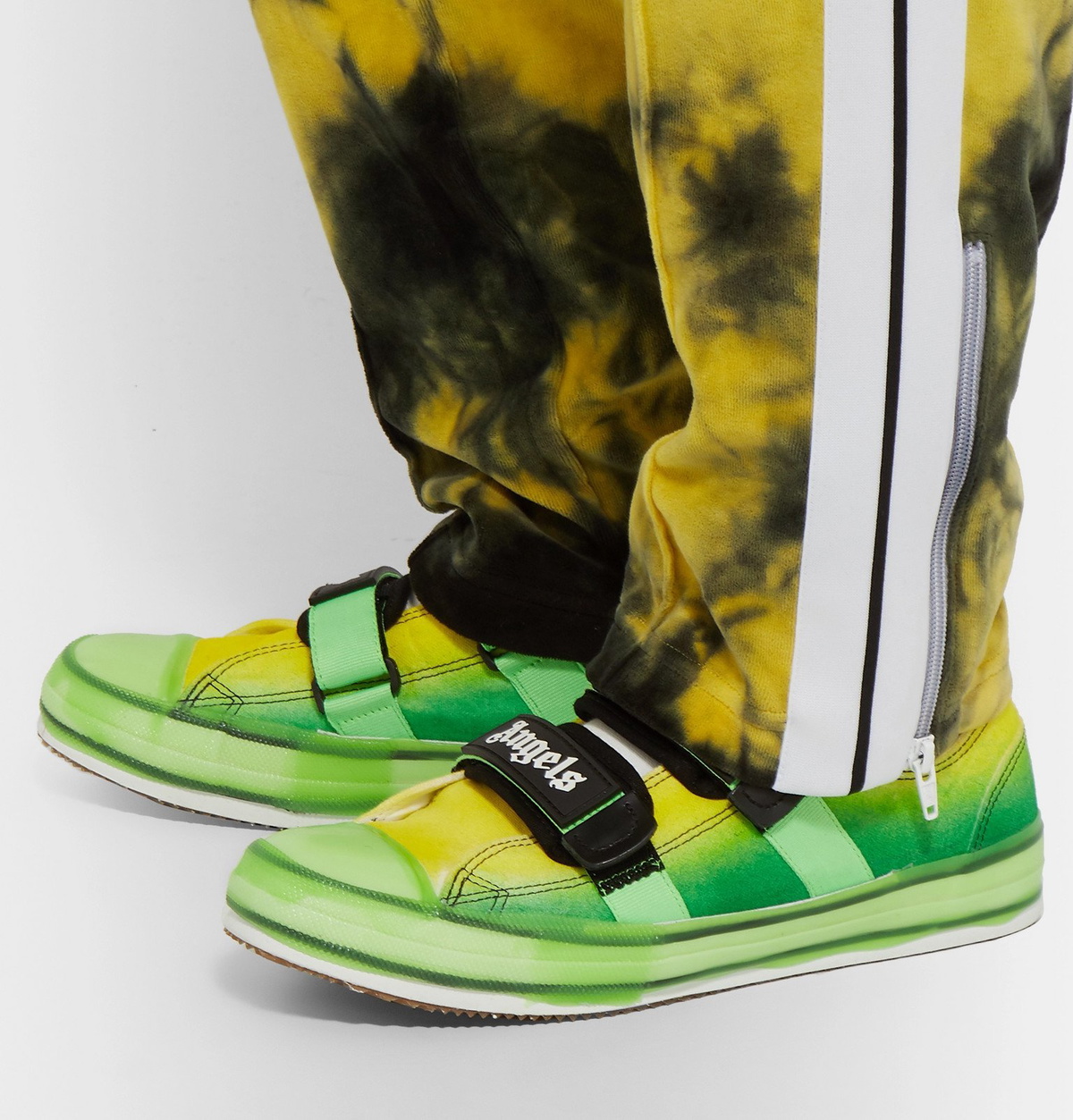 Palm Angels Embroidered Leather‎ Slip-On Sneakers Olive Green Mens Size 47 Palm Angels - Rubber-Trimmed Canvas Sneakers - Green Palm Angels main image 2