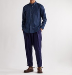 Blue Blue Japan - Button-Down Collar Indigo-Dyed Printed Cotton-Twill Shirt - Blue