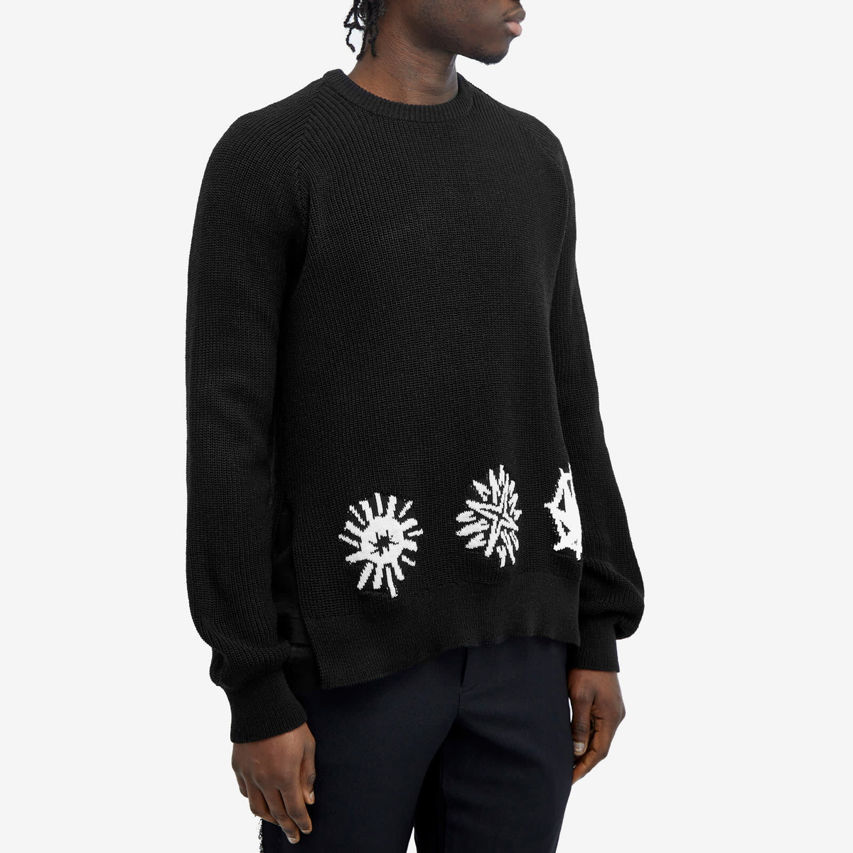 Comme des Garçons Men's x Filip Pagowski Intarsia Crew Knit in Black