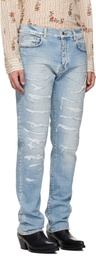 AMIRI Blue 'AMIRI' Repaired Slim Jeans