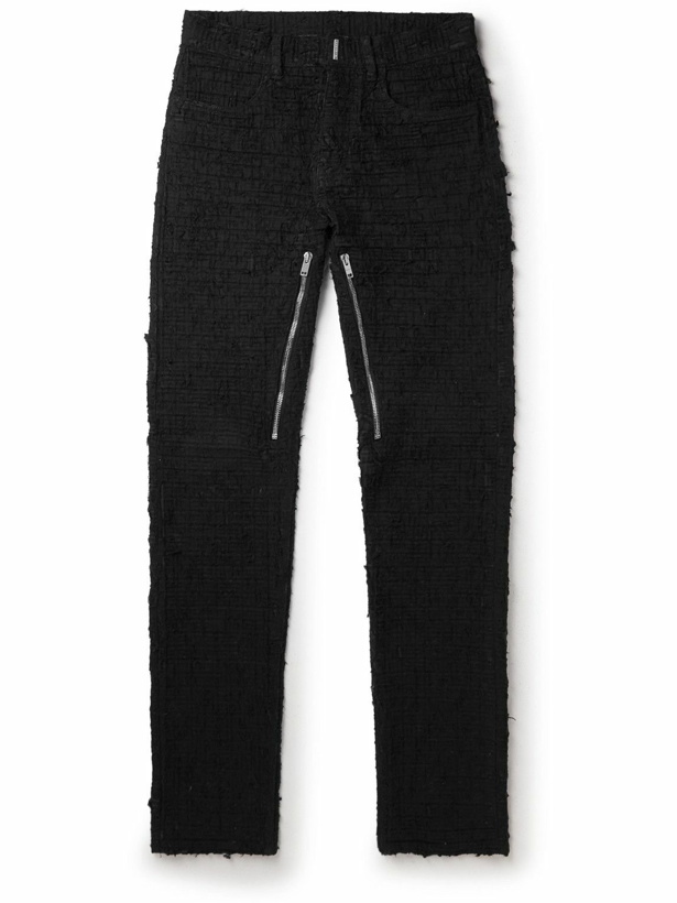 Photo: Givenchy - Straight-Leg Zip-Detailed Distressed Jeans - Black