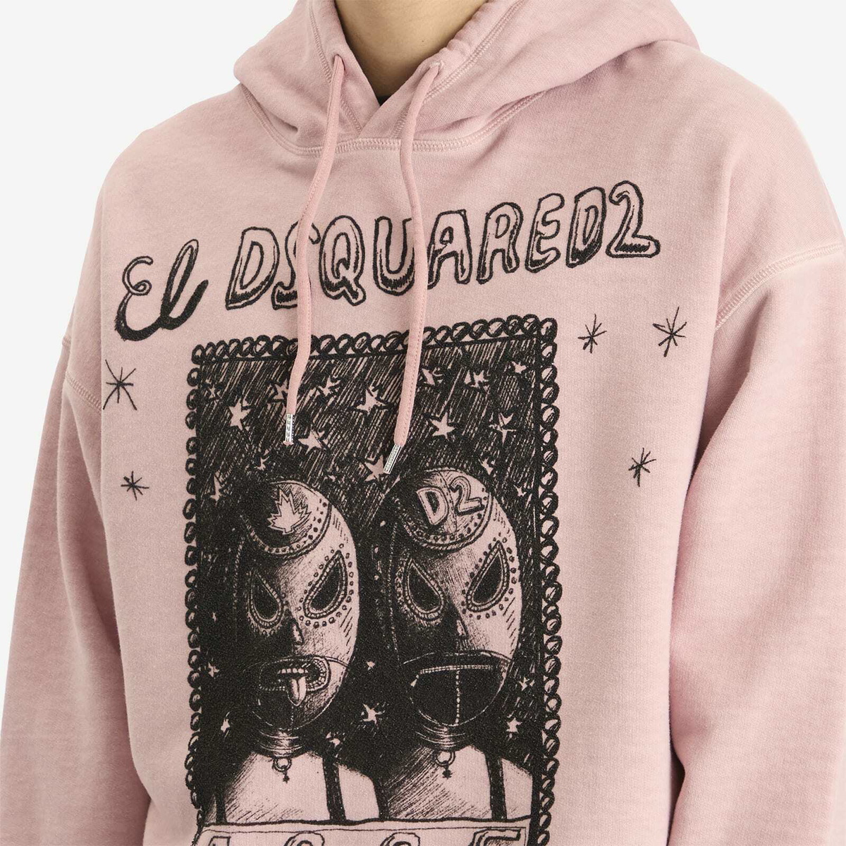 Dsquared2 Men's Overlay Graphic Relax Fit Hoodie in Dusty Antic Rose