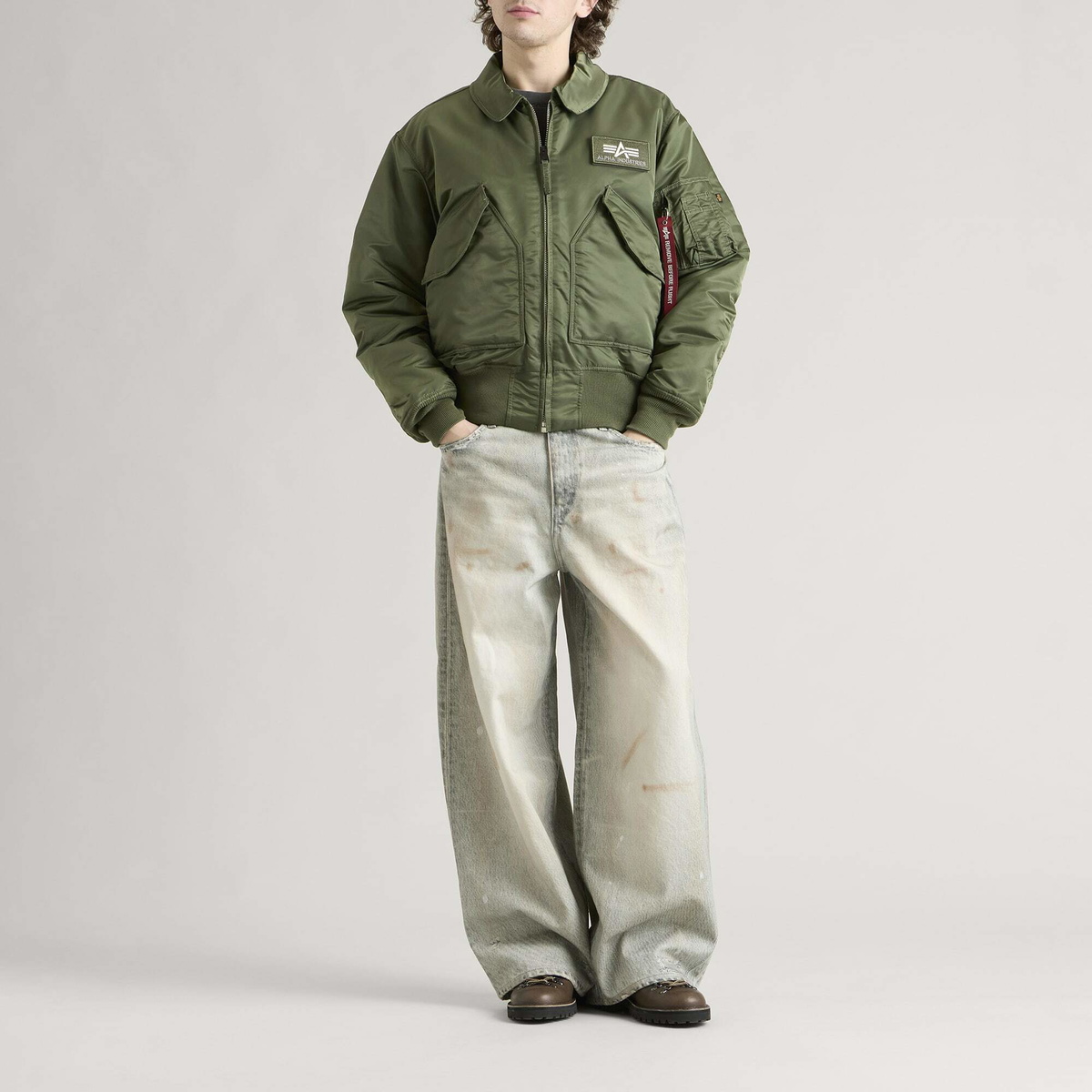 Alpha Industries Men's CWU-45 Heritage Bomber Jacket in Sage-Green