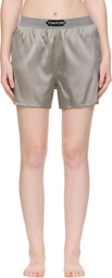 TOM FORD Gray Stretch Silk Satin Boxer Shorts