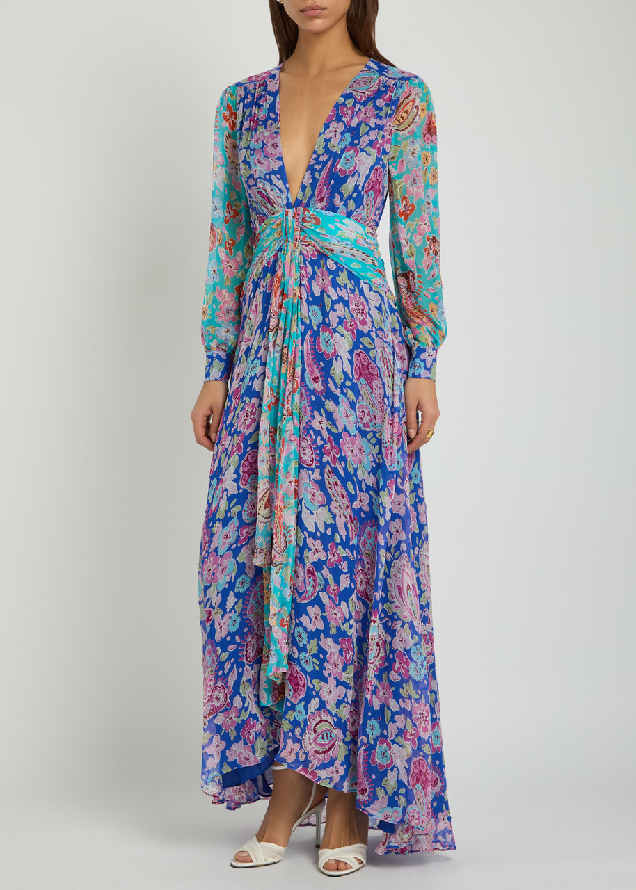 Rixo Meera Floral-print Chiffon Maxi Dress Multicoloured