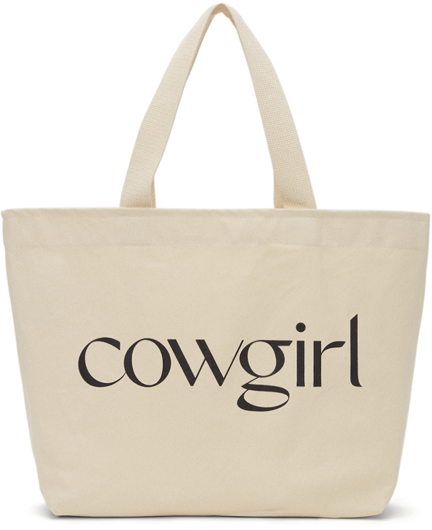 Cowgirl Blue Co SSENSE Exclusive Off-White & Black Canvas Logo Tote