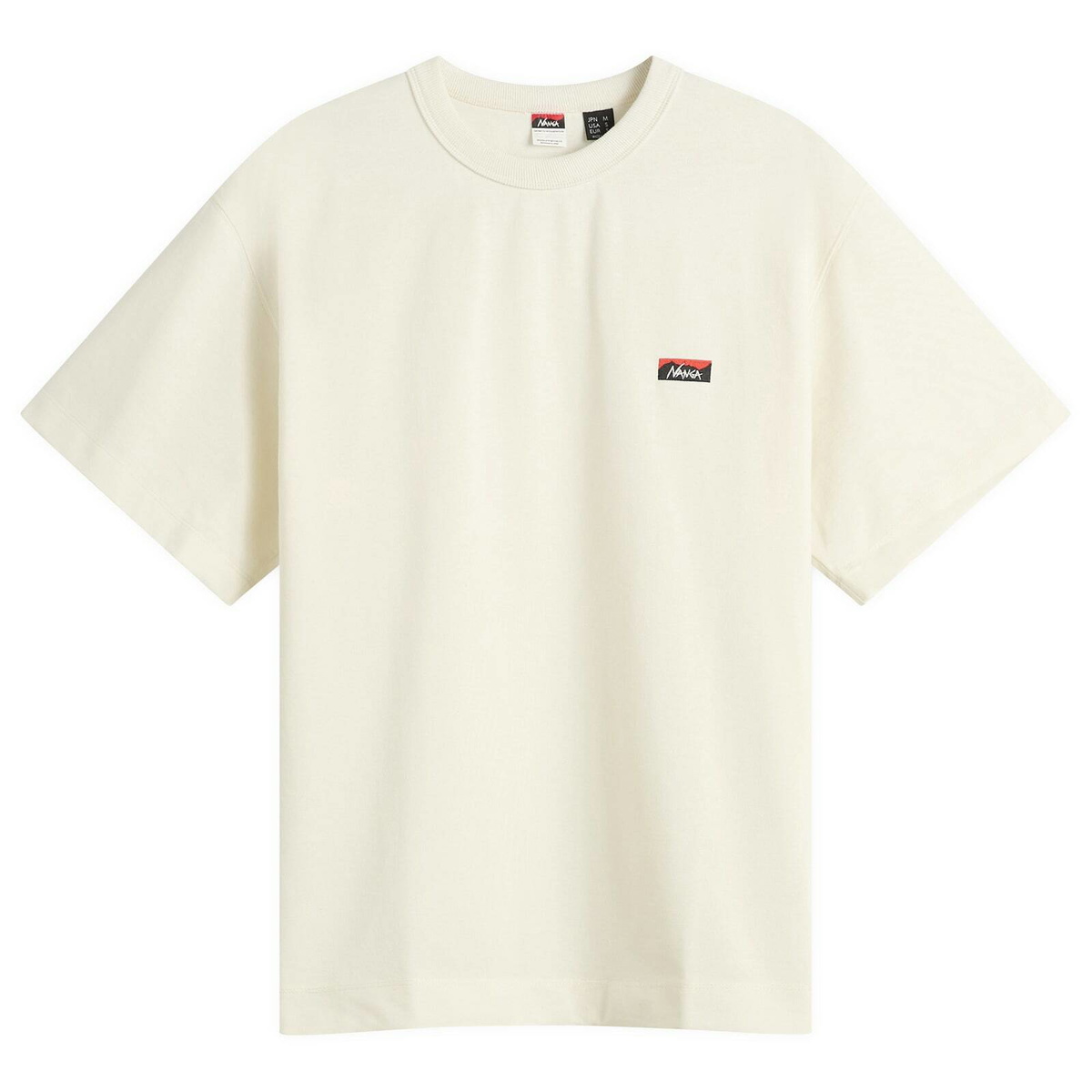 NANGA Men's Eco Hybrid Box Logo Embroidery T-Shirt in White