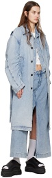 Wooyoungmi Blue Vented Denim Maxi Skirt