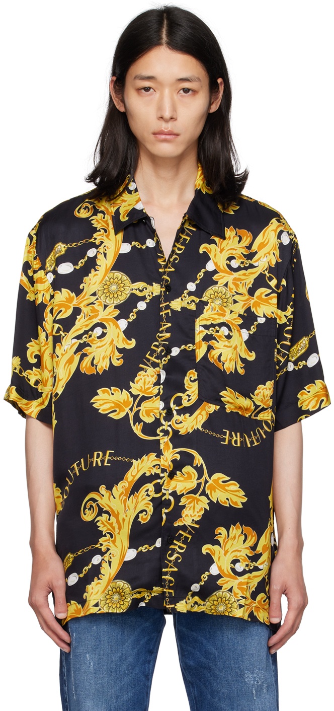 Versace Jeans Couture Black & Gold Chain Couture Shirt Versace