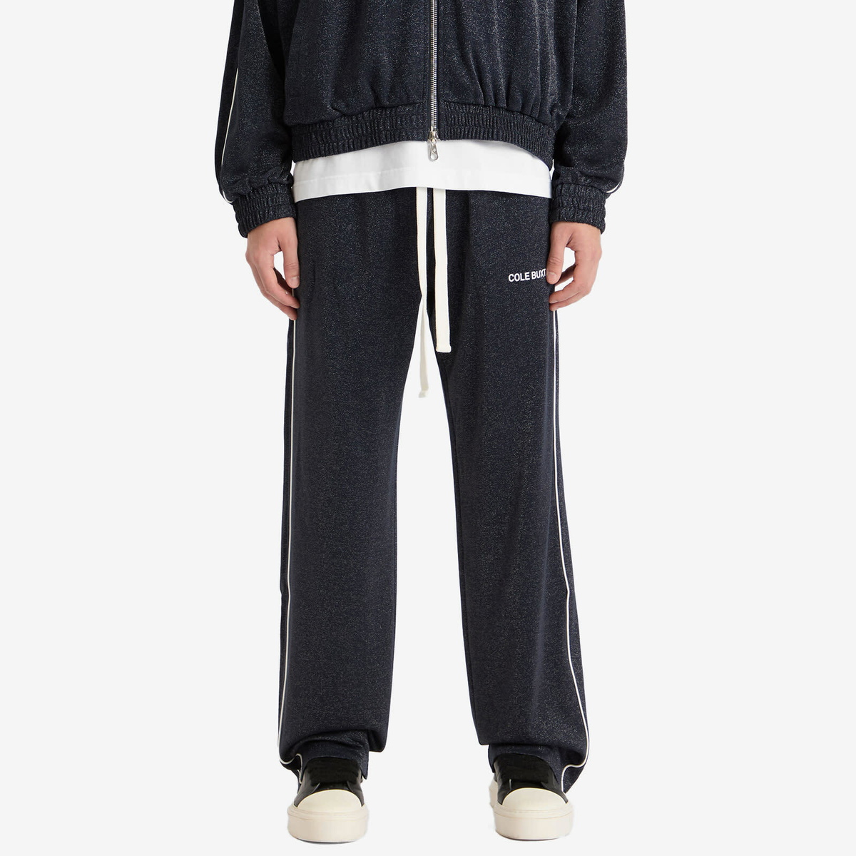 Cole Buxton Men's Glitter Piped Track Pant in Navy