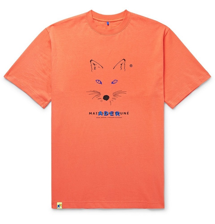 Photo: Maison Kitsuné - ADER error Oversized Printed Cotton-Jersey T-Shirt - Orange