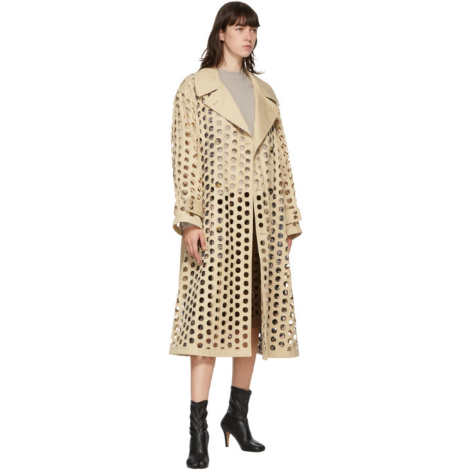 Maison Margiela Beige Punched Holes Trench Coat Maison Margiela