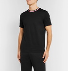 Moncler - Logo-Appliquéd Stripe-Trimmed Cotton-Jersey T-Shirt - Black