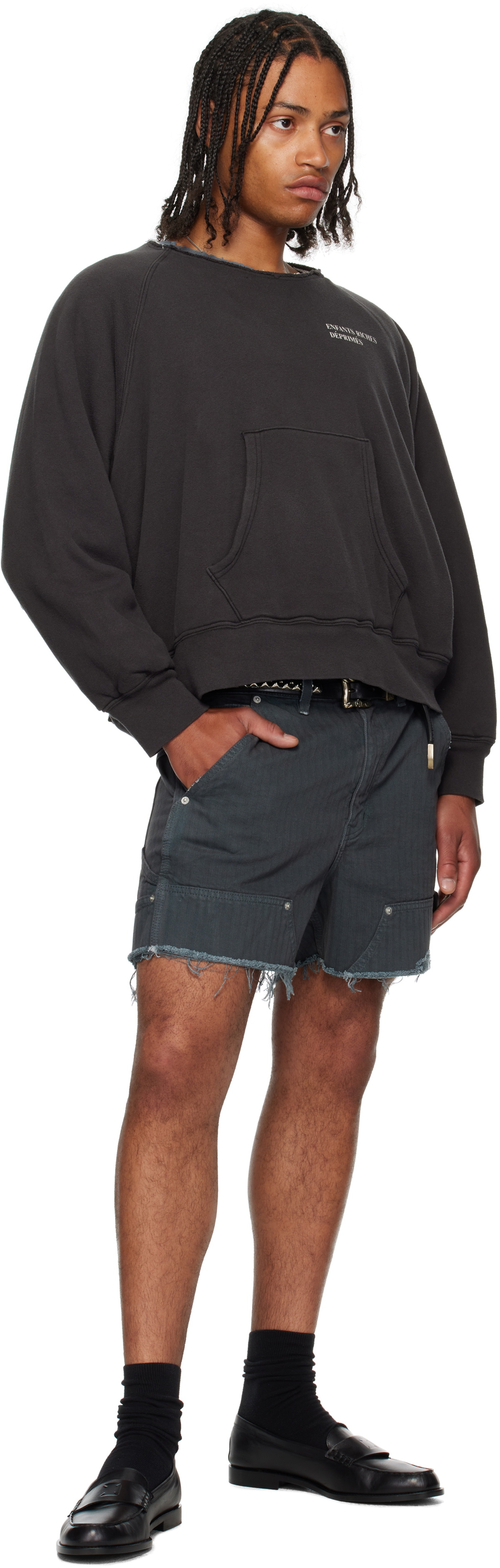 Enfants Riches Déprimés Black Double Knee Paint Shorts