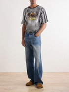 BODE - Printed Striped Ribbed Cotton-Jersey T-Shirt - Black