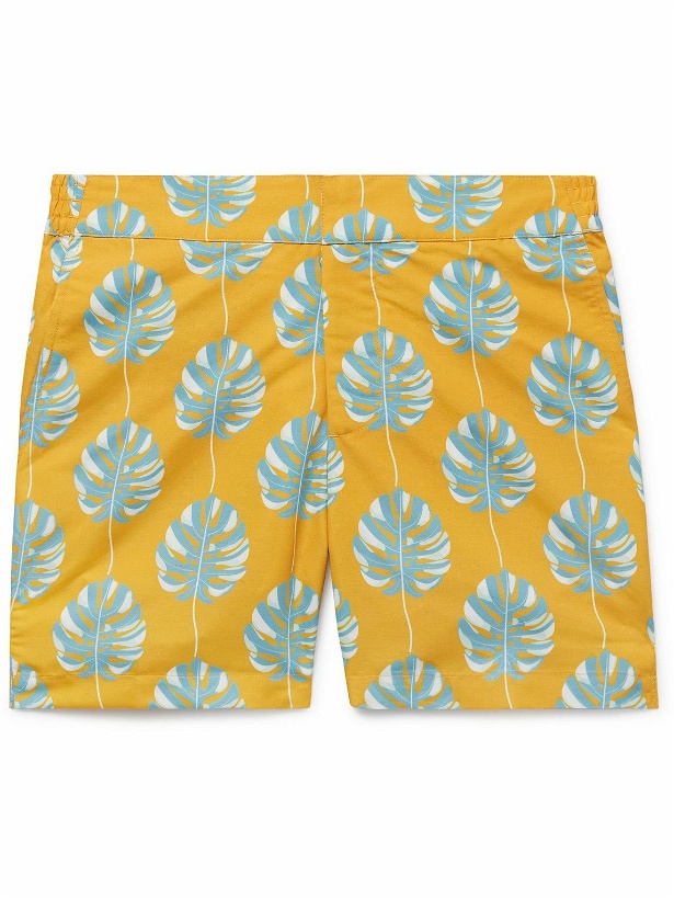Photo: Frescobol Carioca - Slim-Fit Mid-Length Printed Recyled Swim Shorts - Orange
