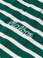 Malbon Golf - Logo-Embroidered Striped Cotton-Jersey Polo Shirt - Green