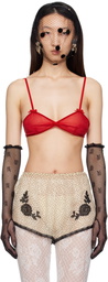 Valentino Red Silk Chiffon Bra