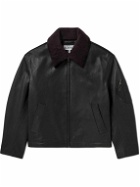 LOEWE - Appliquéd Shearling-Trimmed Leather Jacket - Black