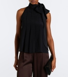 Max Mara Pleated tie-neck silk crêpe de chine top