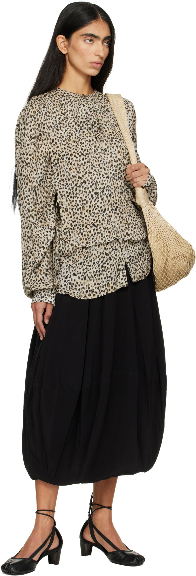 LEMAIRE Beige Printed Two Layers Blouse