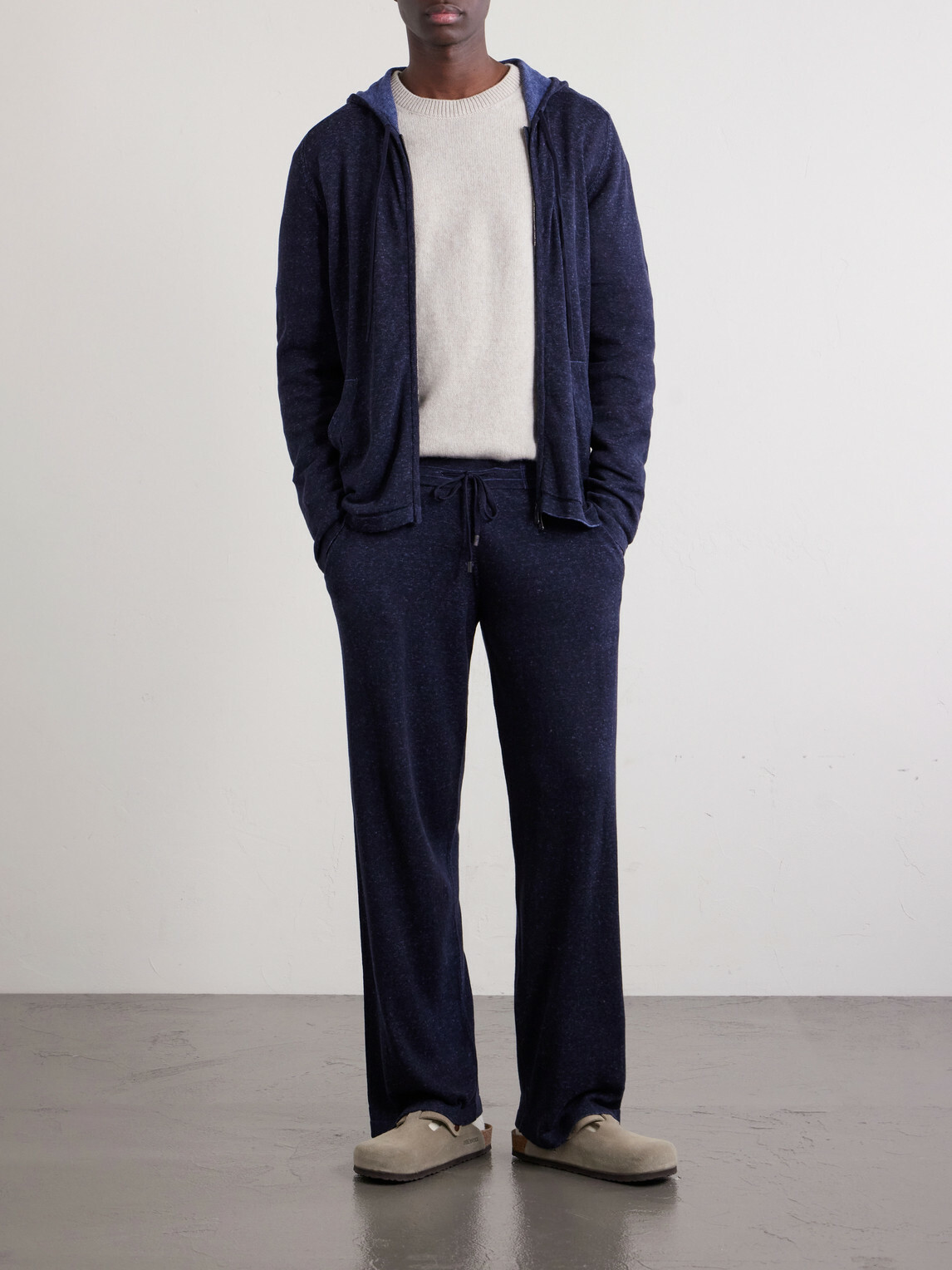 PIACENZA 1733 - Straight-Leg Silk and Linen-Blend Drawstring Sweatpants - Blue