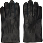 Paul Smith Black Concertina Leather Gloves