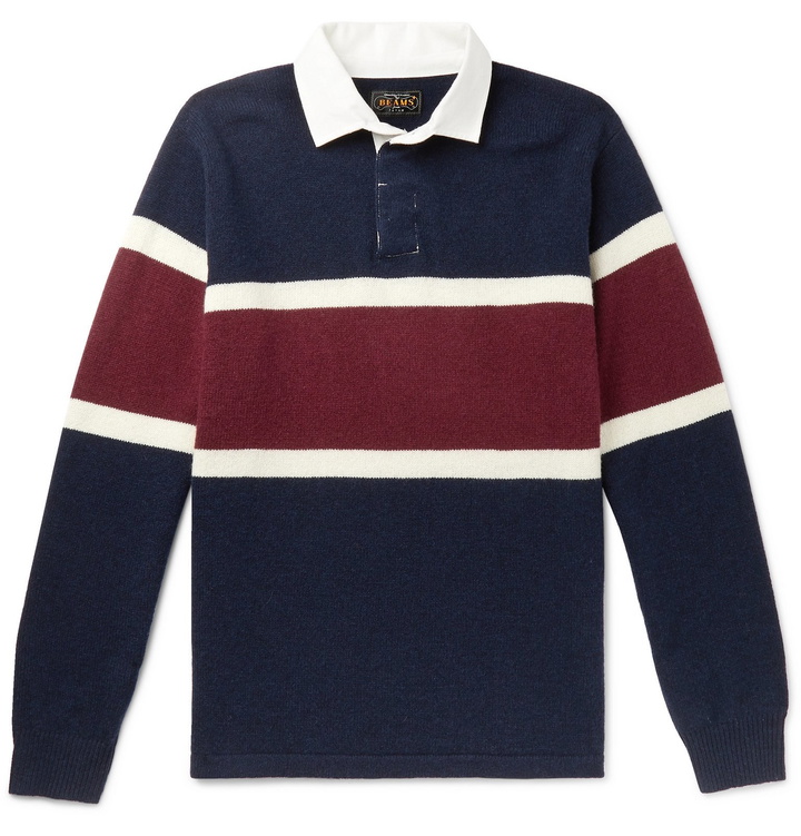 Photo: Beams Plus - Twill-Trimmed Striped Wool Rugby Shirt - Blue