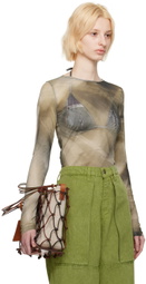 Serapis Green Semi-Sheer Long Sleeve T-Shirt