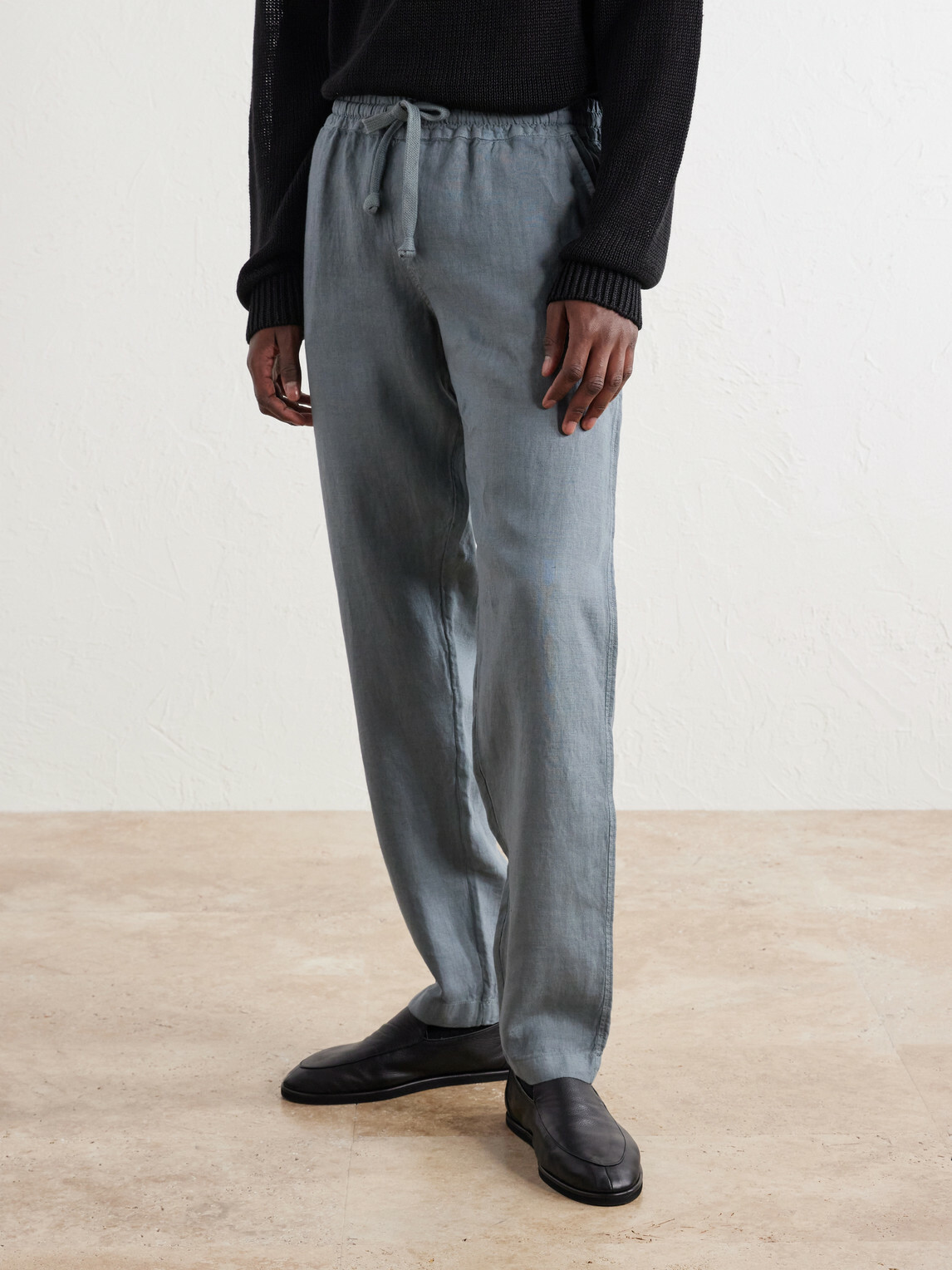 FEDELI - Straight-Leg Linen Drawstring Trousers - Gray