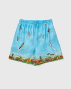 Casablanca Unisex Silk Shorts With Drawstrings Blue - Mens - Casual Shorts