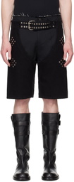 Ludovic de Saint Sernin Black Chaps Denim Shorts