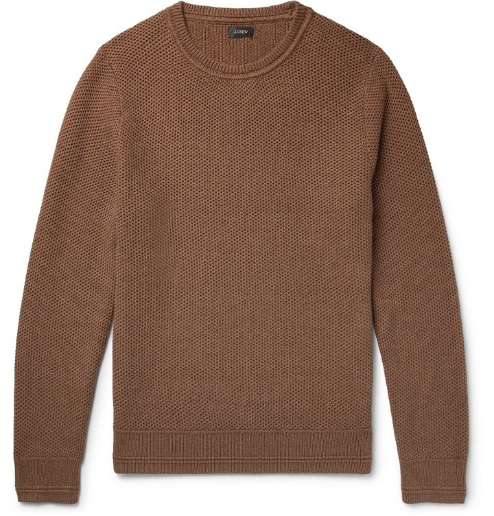 Photo: J.Crew - Honeycomb-Knit Cotton Sweater - Men - Brown