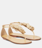 Aquazzura Marea raffia-trimmed leather thong sandals