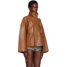 Nour Hammour Tan Park Leather Jacket