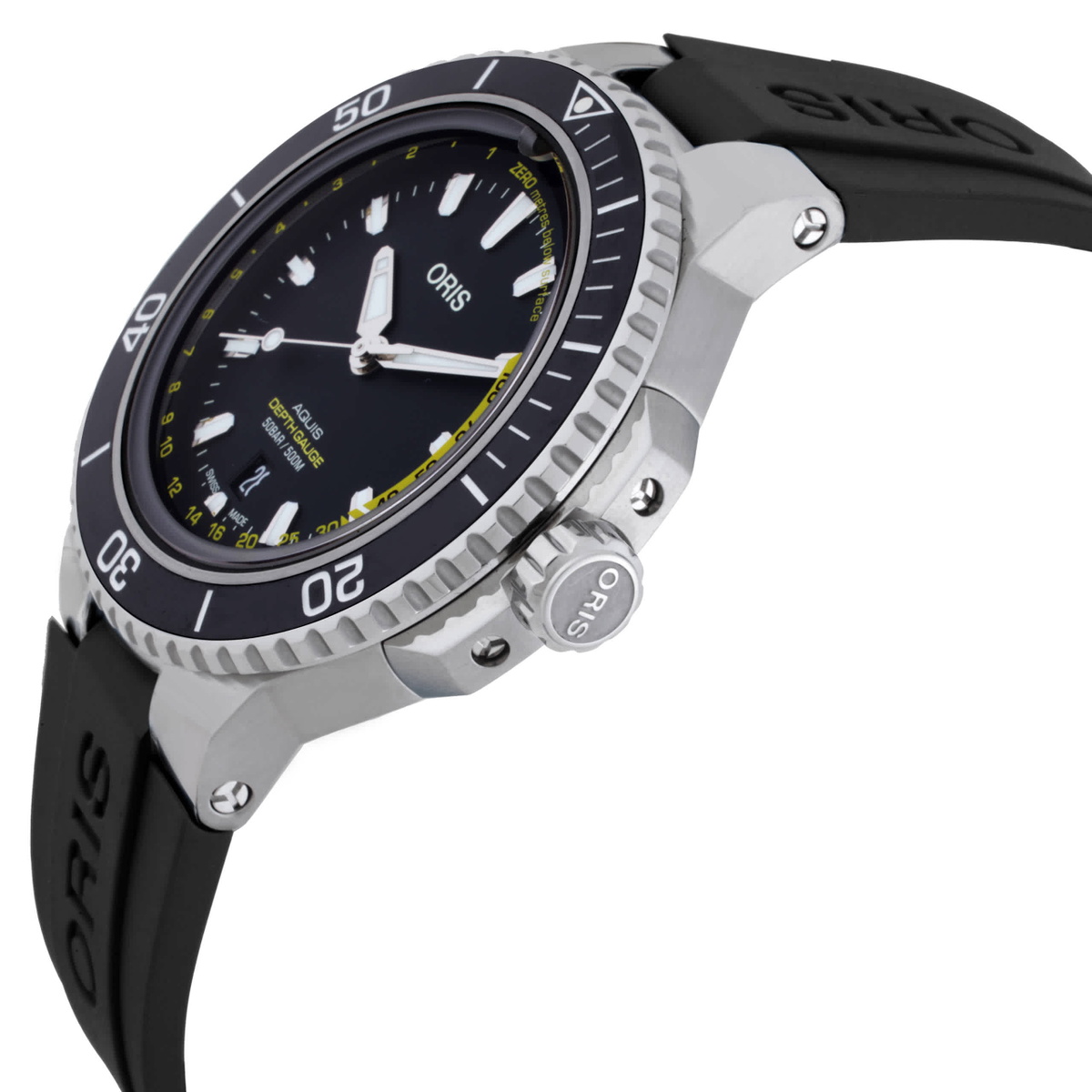 Oris Aquis Depth Gauge Automatic Black Dial Mens Watch 01 733 7755 4154-Set RS