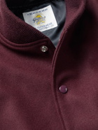 GOLDEN BEAR - The Albany Wool-Blend and Leather Bomber Jacket - Burgundy